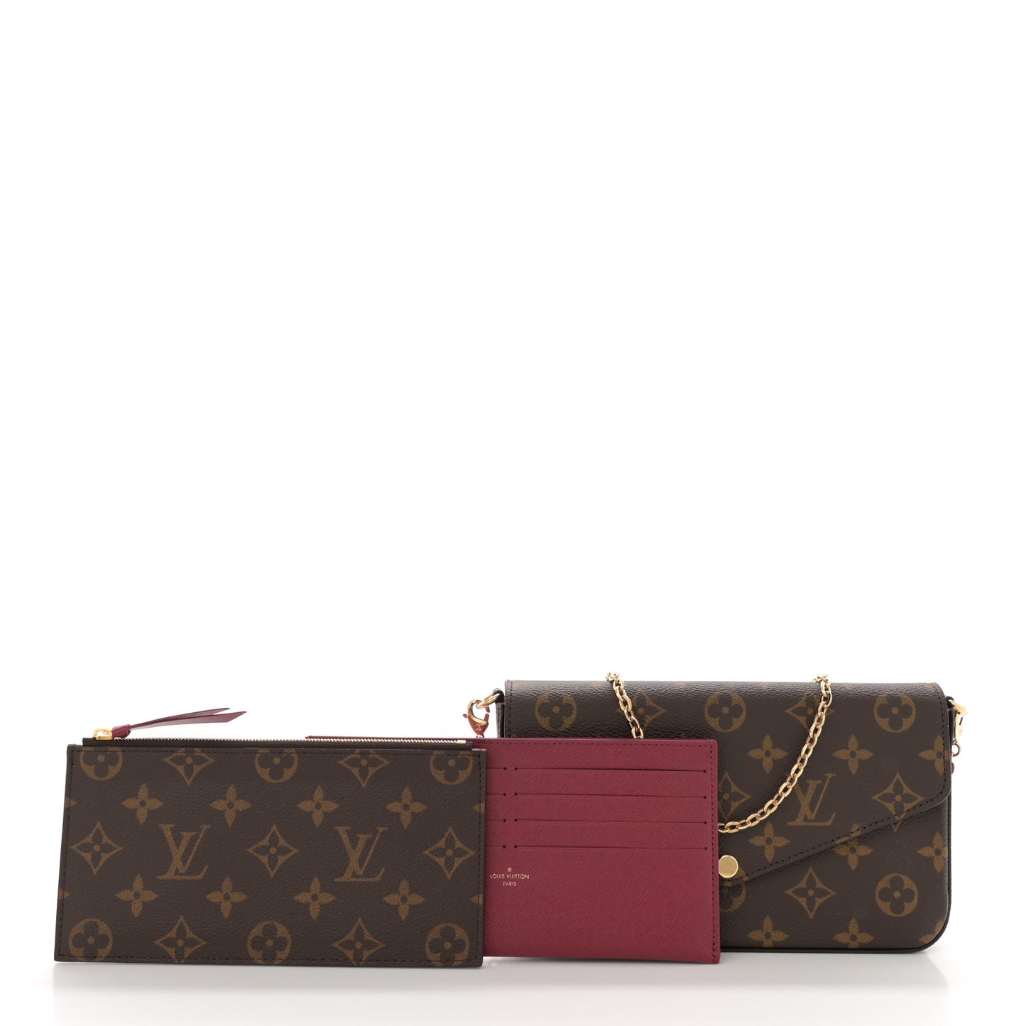 Monogram Pochette Felicie Chain Wallet Fuchsia