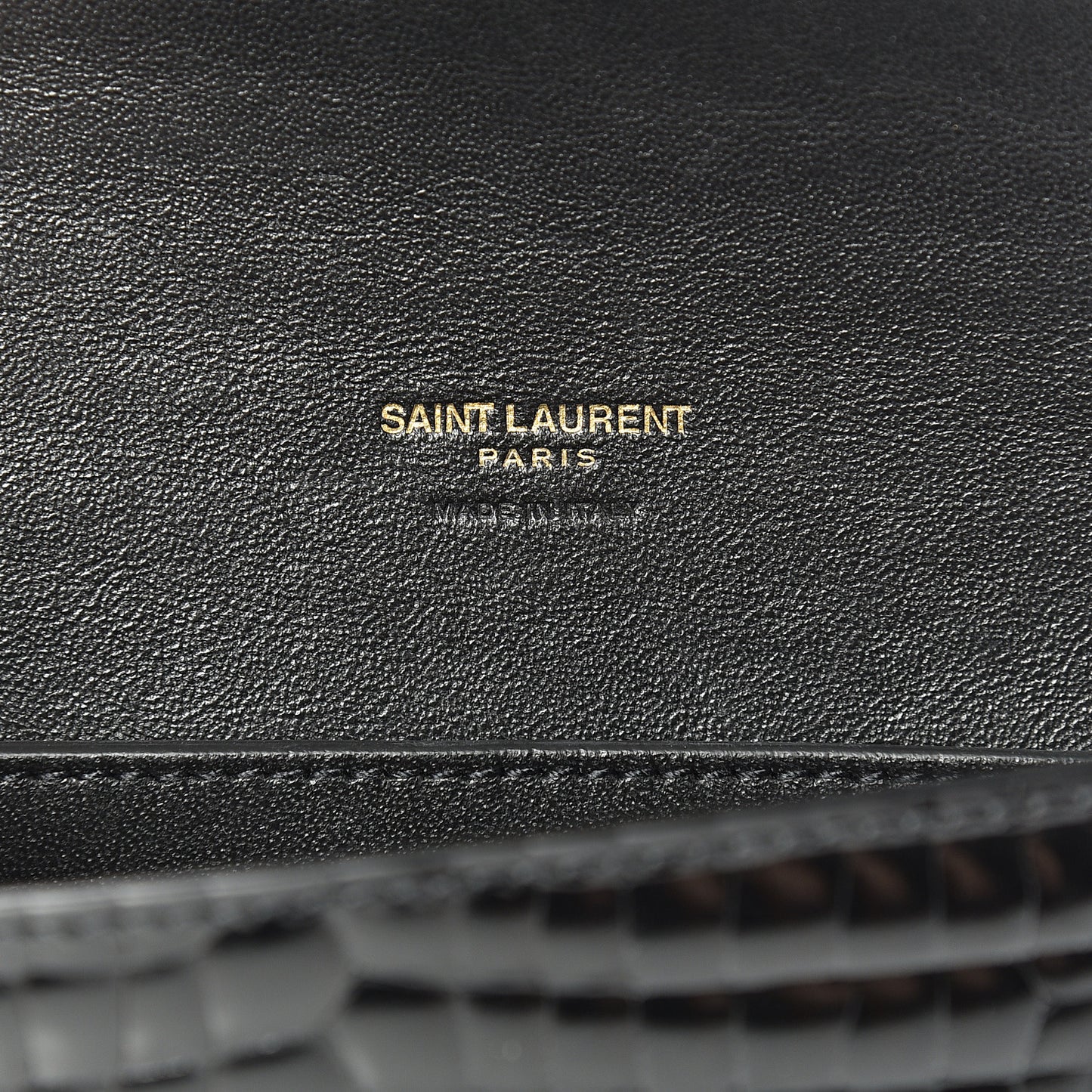 Calfskin Crocodile Embossed Envelope Belt Bag Black