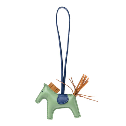 Hermes Milo Lambskin Grigri Rodeo Horse Bag Charm PM Vert Criquet Sesame Bleu de Malte 1 of 4