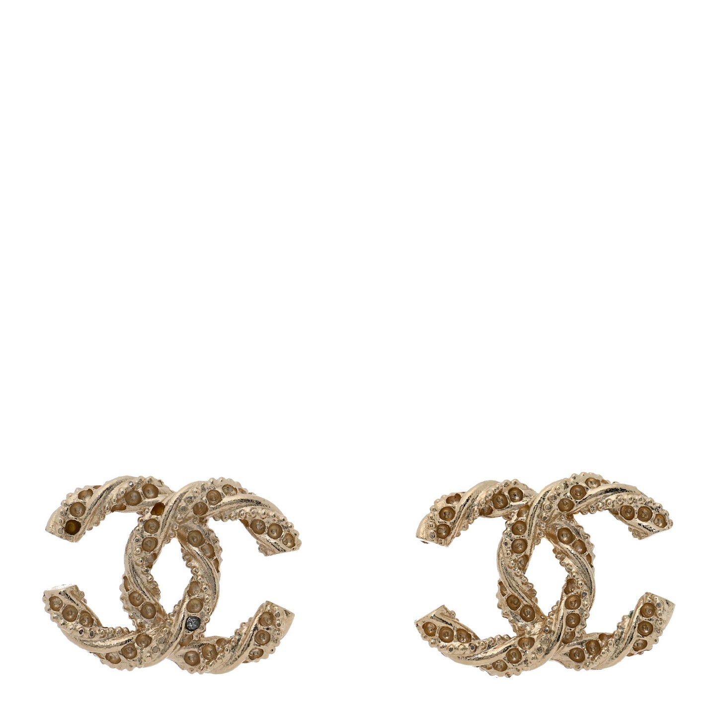 Crystal Twisted CC Earrings Gold