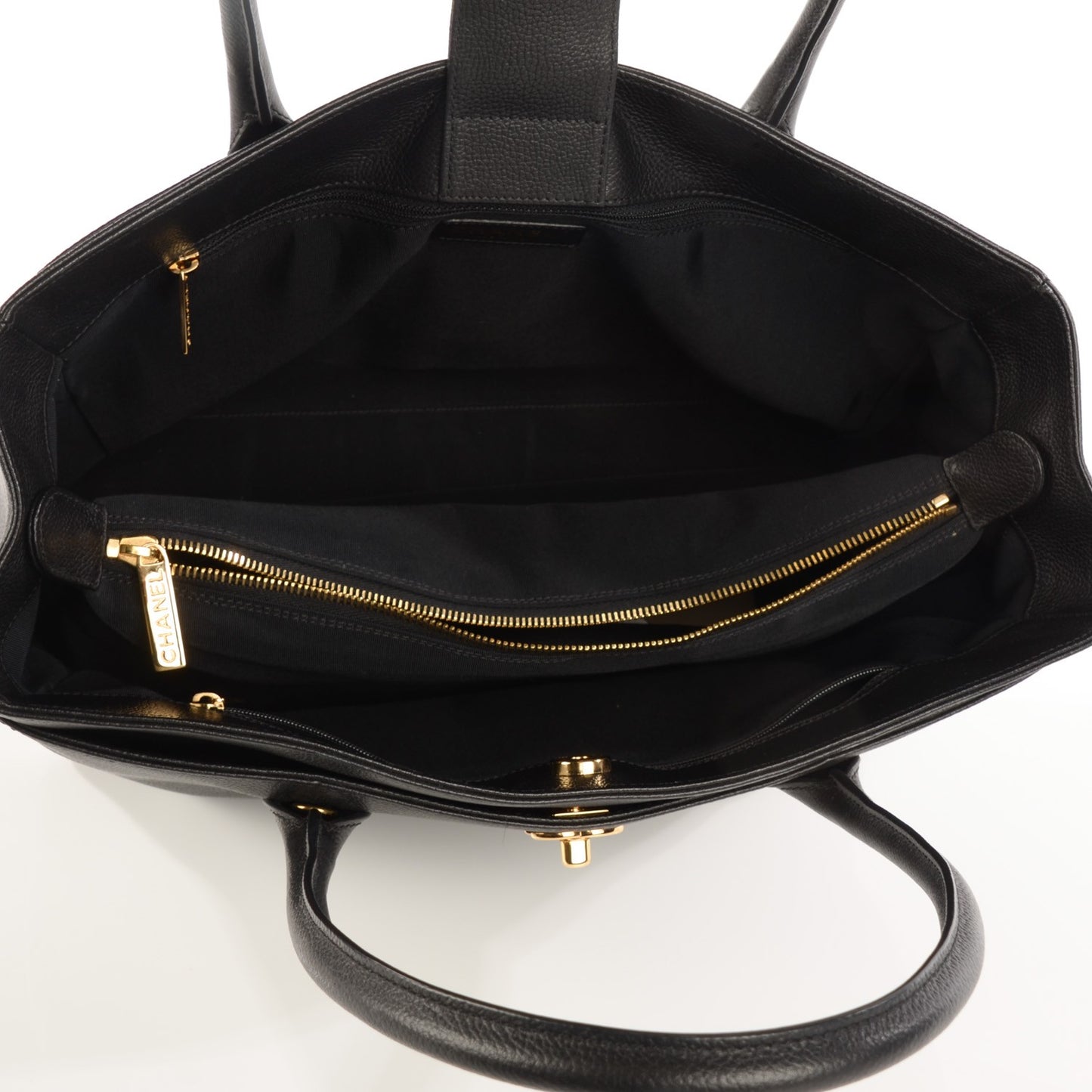 Calfskin Cerf Executive Shopper Tote Black