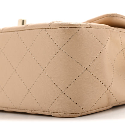 Chanel Lambskin Quilted Mini Rectangular Flap Beige 10 of 17