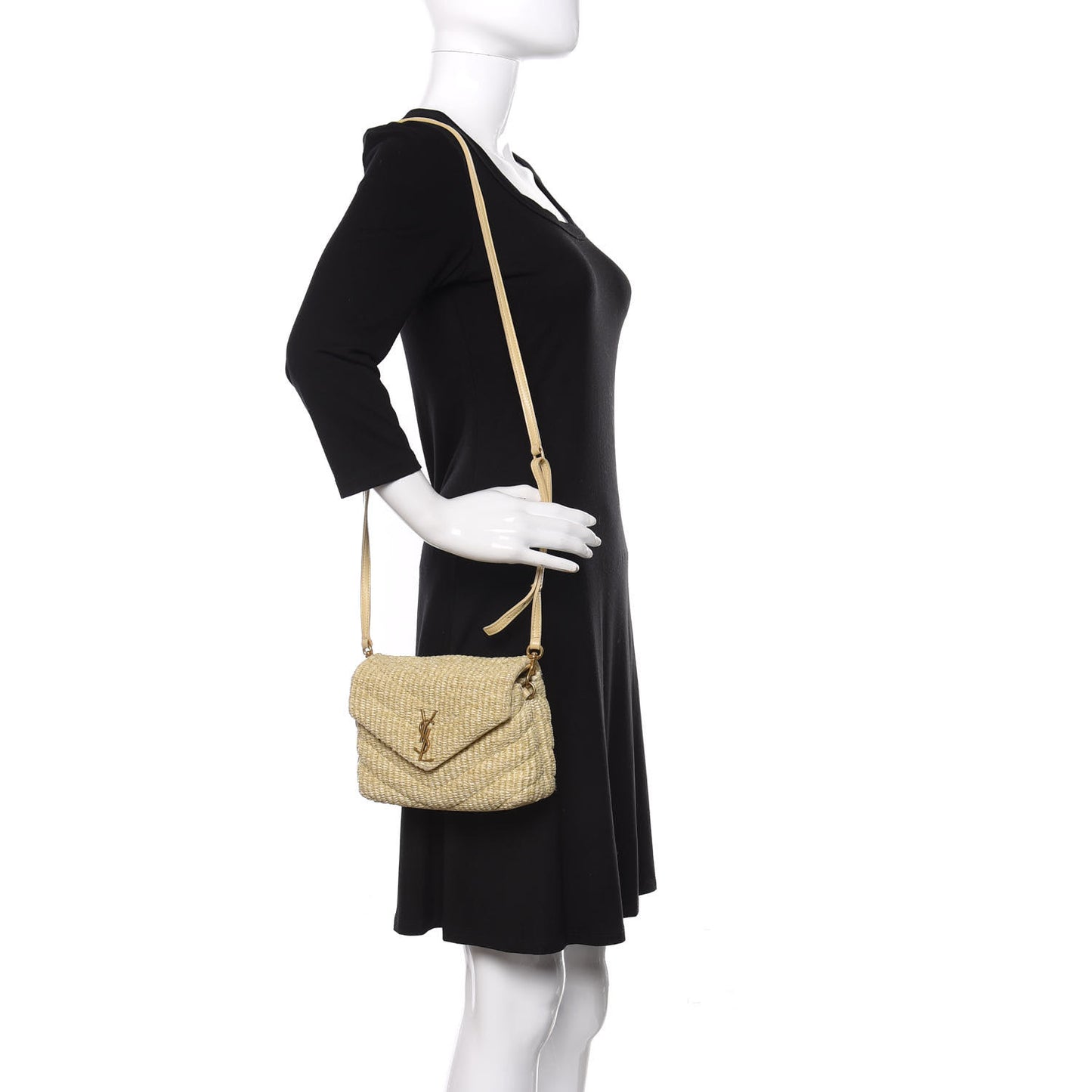 Raffia Monogram Toy Loulou Chain Satchel Naturale