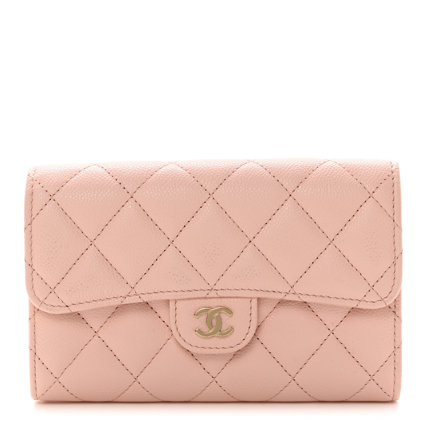 Caviar Quilted Medium Flap Wallet Light Pink