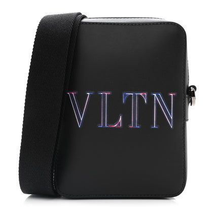 Valentino Garavani Calfskin VLTN Neon Messenger Bag Black 1 of 9