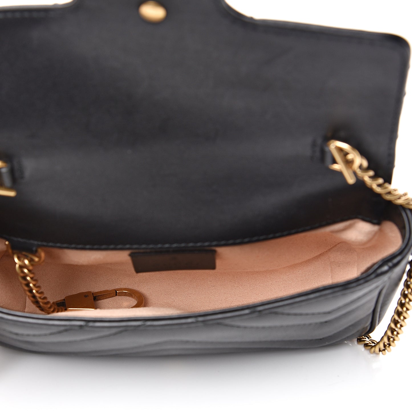 Calfskin Matelasse Super Mini GG Marmont Shoulder Bag Black
