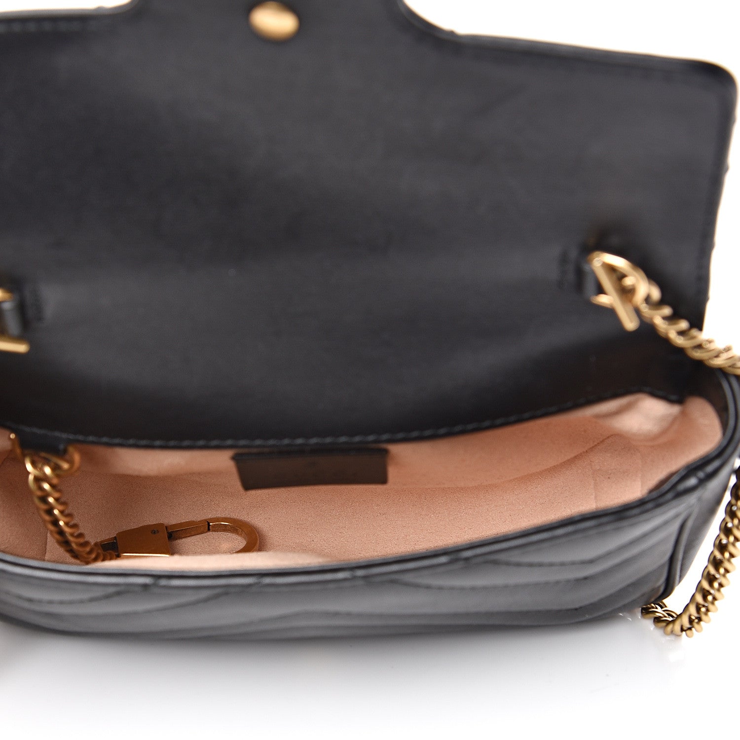 Gucci Calfskin Matelasse Super Mini GG Marmont Shoulder Bag Black 4 of 13