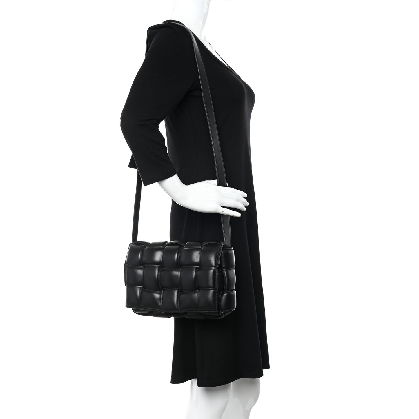 Nappa Maxi Intreccio Padded Cassette Crossbody Bag Black