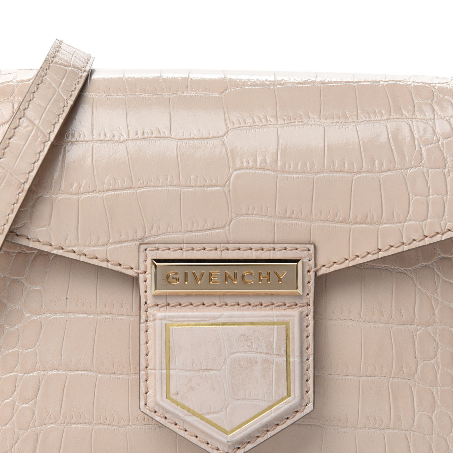 Givenchy Calfskin Crocodile Embossed Mini Nobile Shoulder Bag Nude Pink 11 of 11
