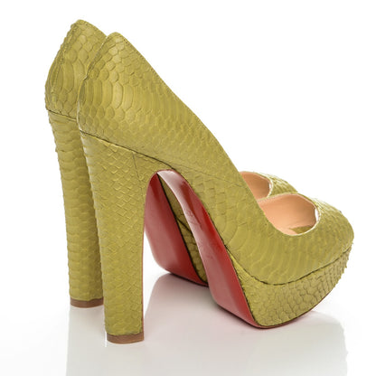 Christian Louboutin Watersnake Bambou 140 Pumps 37.5 Chartreuse 4 of 7