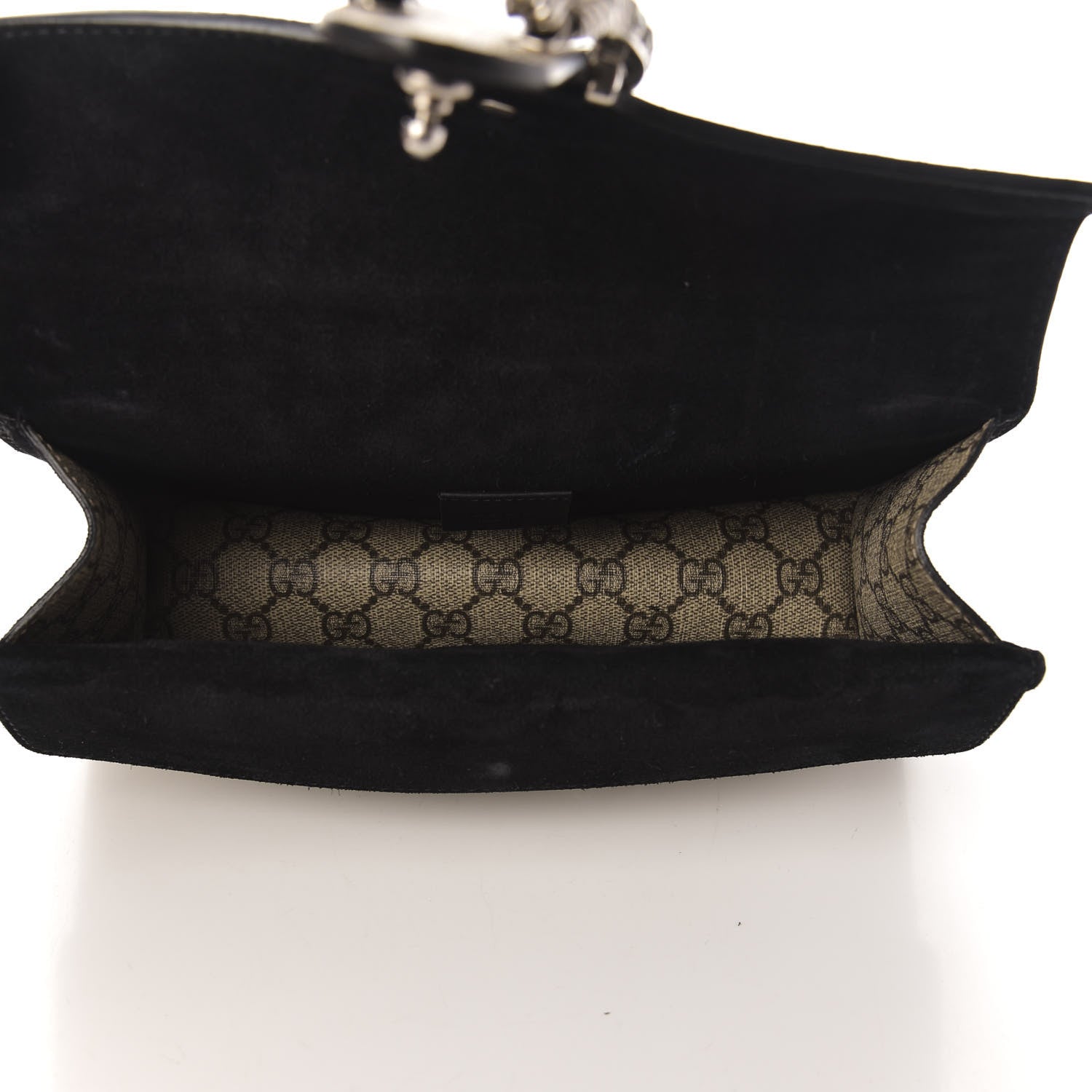 Gucci GG Supreme Monogram Suede Crystal Small Dionysus Shoulder Bag Beige Ebony Black 5 of 13
