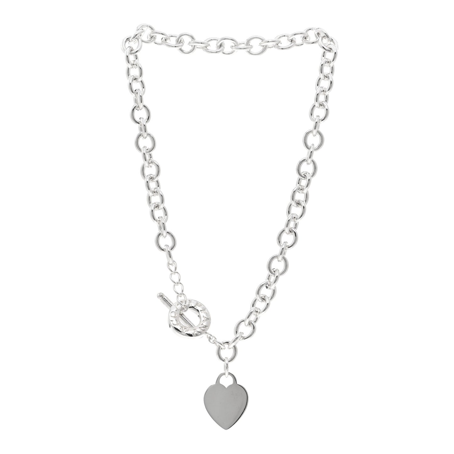 Sterling Silver Heart Tag Toggle Necklace