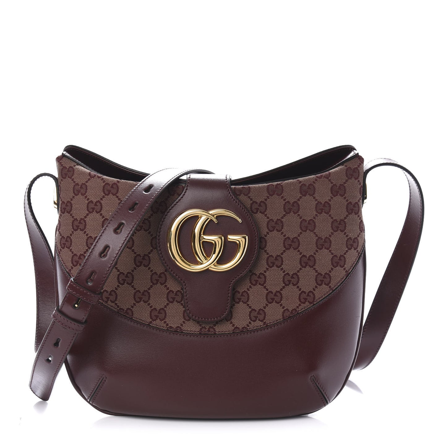 GG Monogram Calfskin Medium Arli Shoulder Bag Sahara Rubino Chardonnay