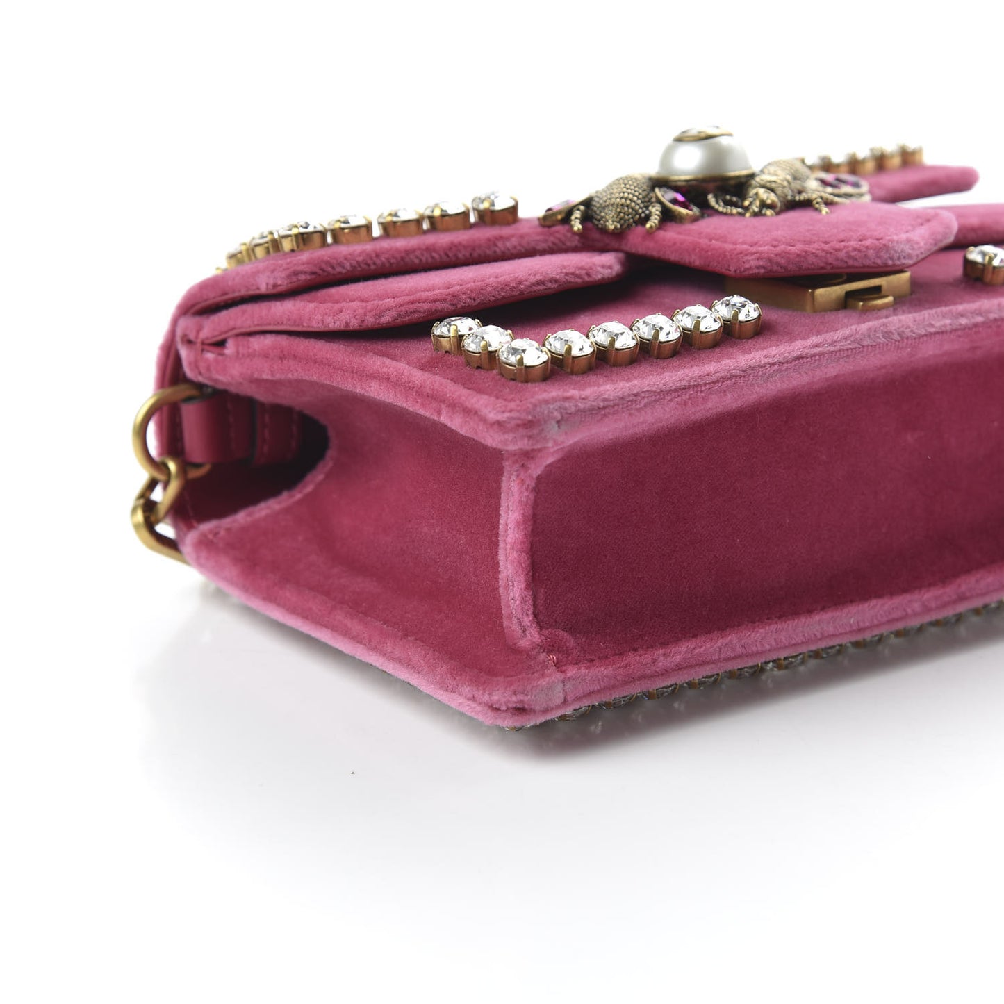 Velvet Crystal Mini Bee Broadway Shoulder Bag Light Raspberry Rose