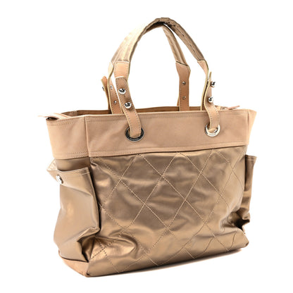 Chanel Metallic Coated Canvas Large Paris Biarritz Tote Gold 3 of 10