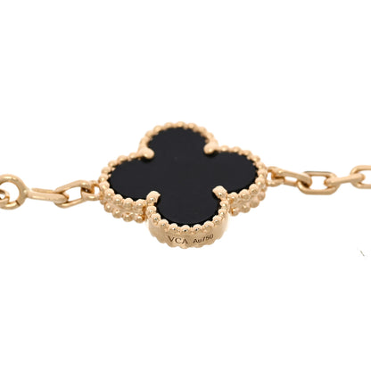 Van Cleef & Arpels 18K Yellow Gold Black Onyx 5 Motifs Vintage Alhambra Bracelet 3 of 5