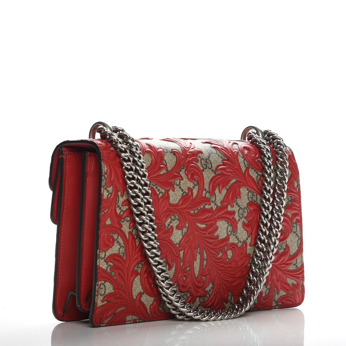 GG Supreme Monogram Arabesque Small Dionysus Shoulder Bag Hibiscus Red