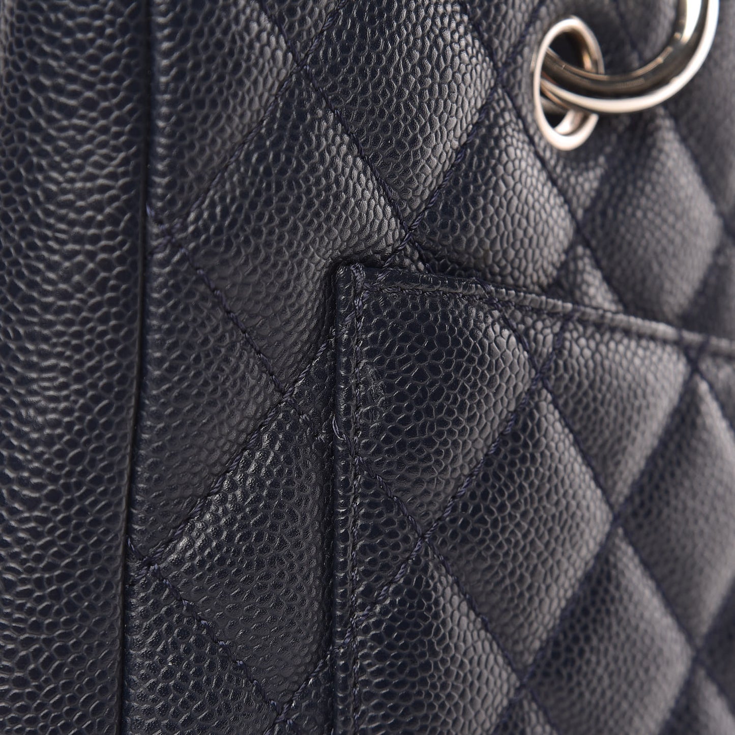 Caviar Quilted Grand Shopping Tote GST Navy Blue