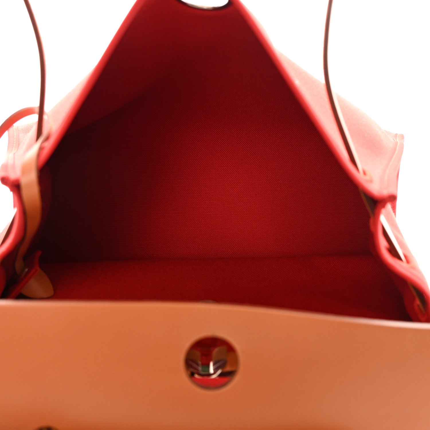 Hermes Vache Hunter Toile Herbag Zip 31 PM Rouge Tomate Natural 6 of 13