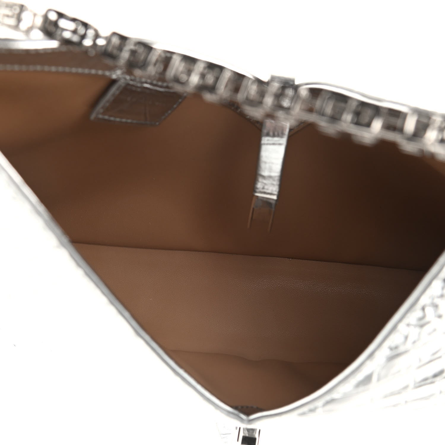 Givenchy Metallic Calfskin Croc Embossed Small Cut Out Shoulder Bag Silver 5 of 11