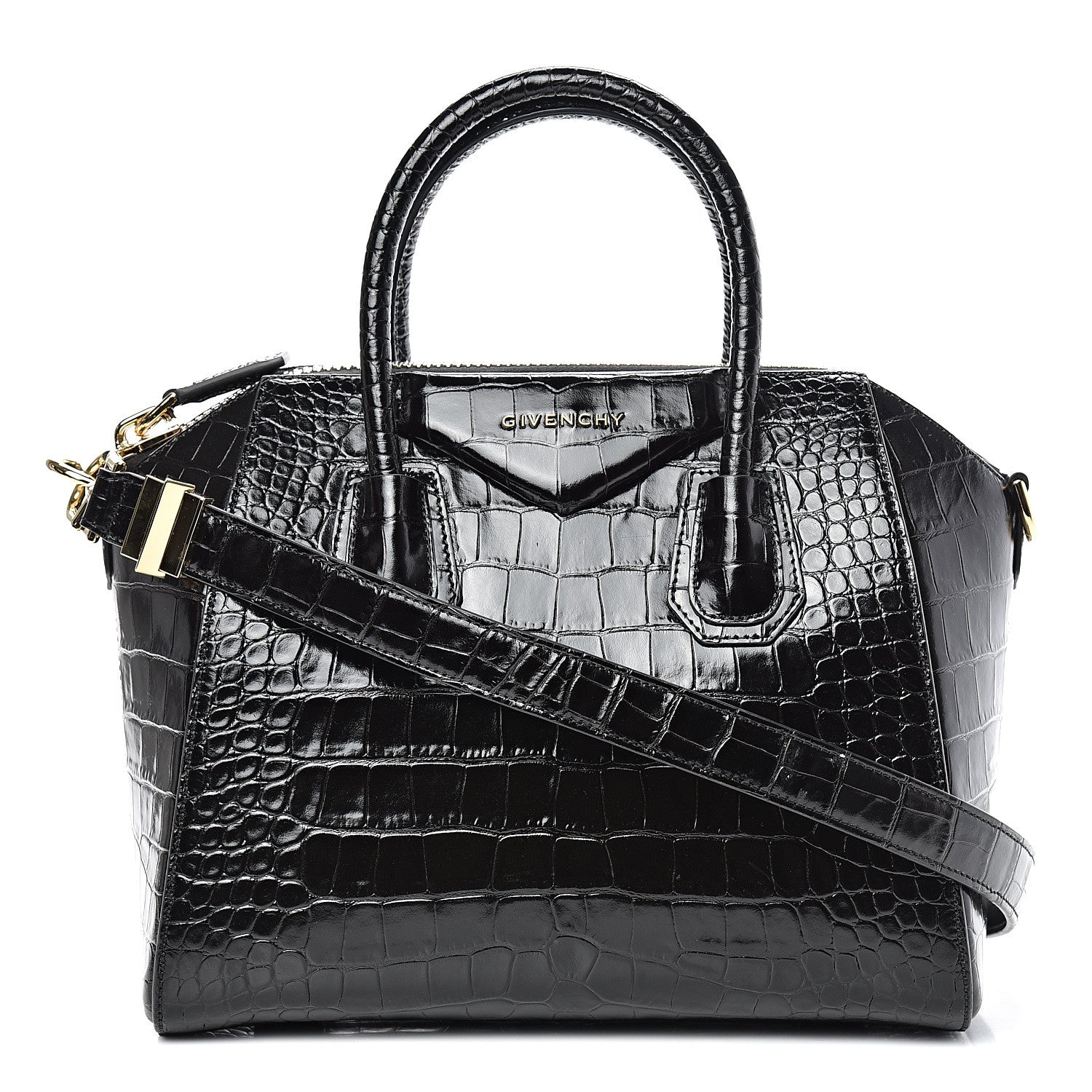 Givenchy Calfskin Crocodile Embossed Small Antigona Black 1 of 10