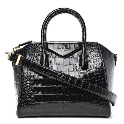 Givenchy Calfskin Crocodile Embossed Small Antigona Black 1 of 10