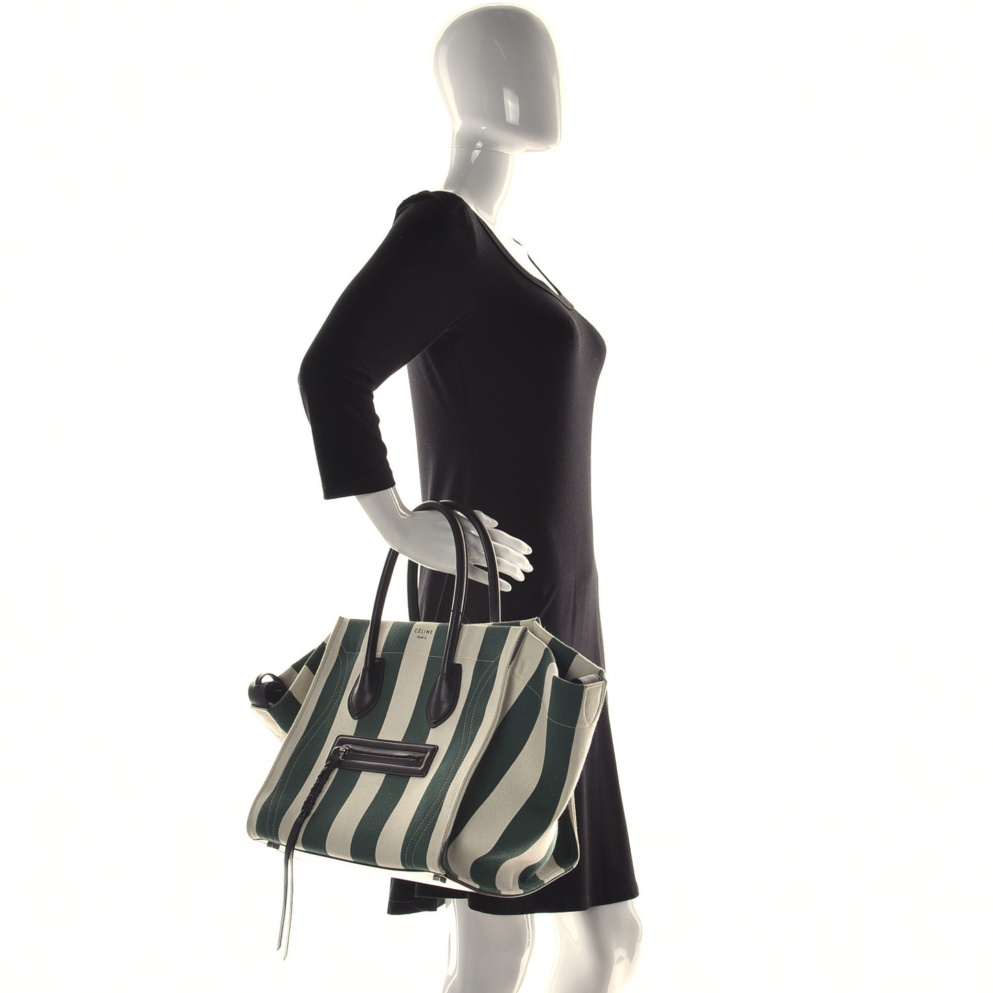Cotton Canvas Striped Medium Phantom Luggage White Green