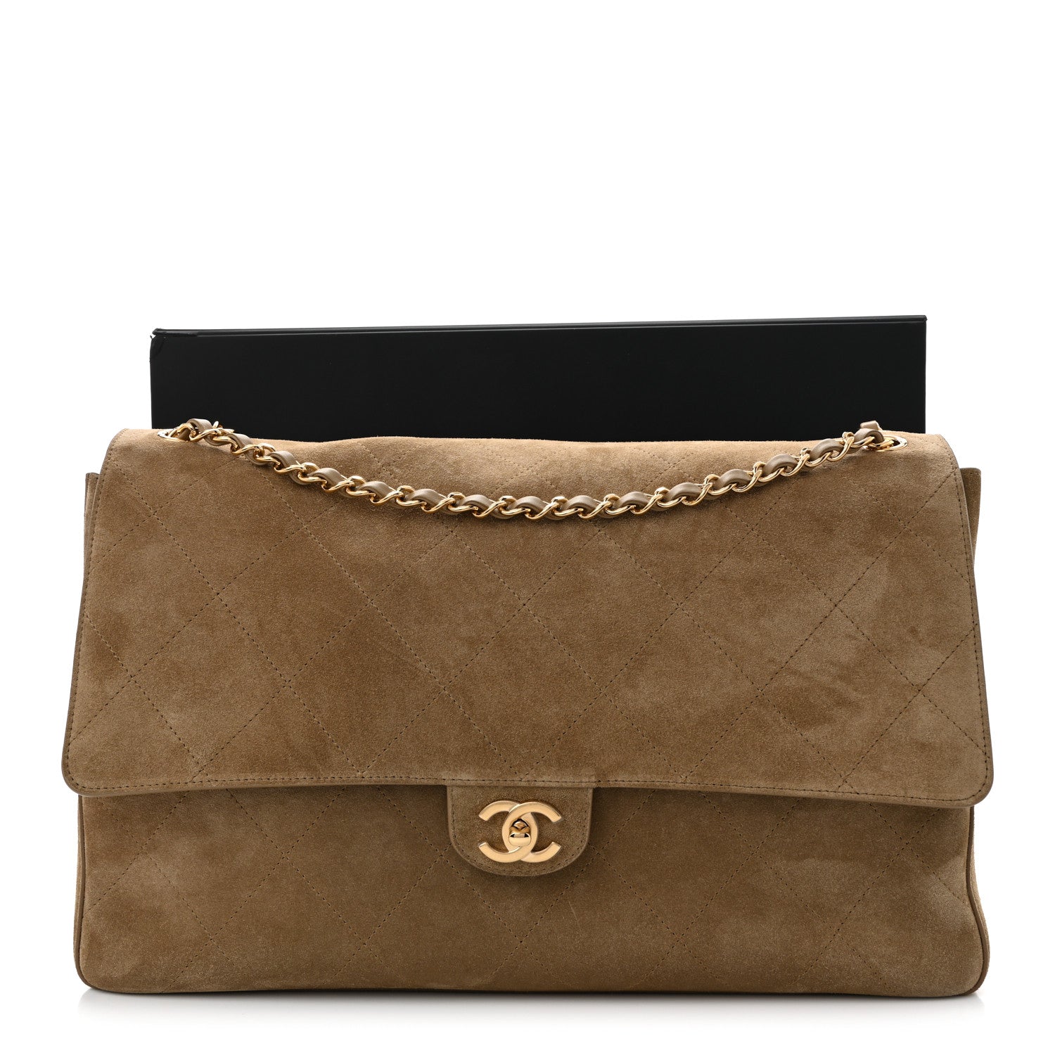 Chanel Suede Calfskin Souplissimo Maxi Flap Dark Beige 11 of 11