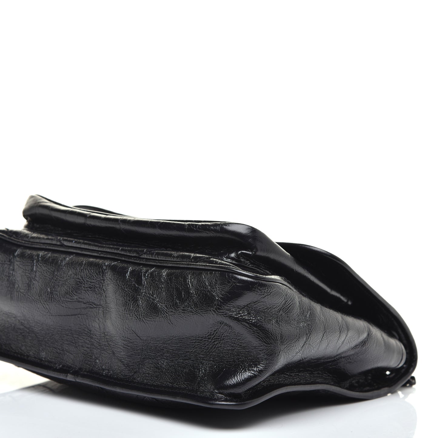 Crinkled Calfskin Matelasse Monogram Medium Niki Chain Satchel Black