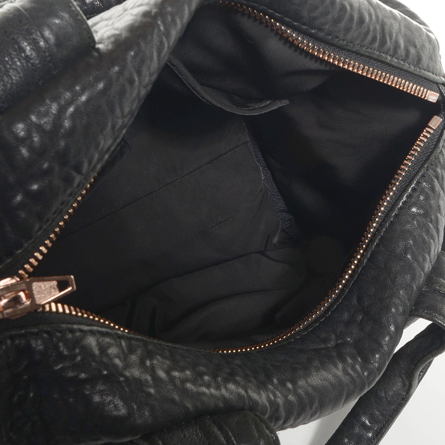 Pebbled Lambskin Rocco Black w Rose Gold Hardware