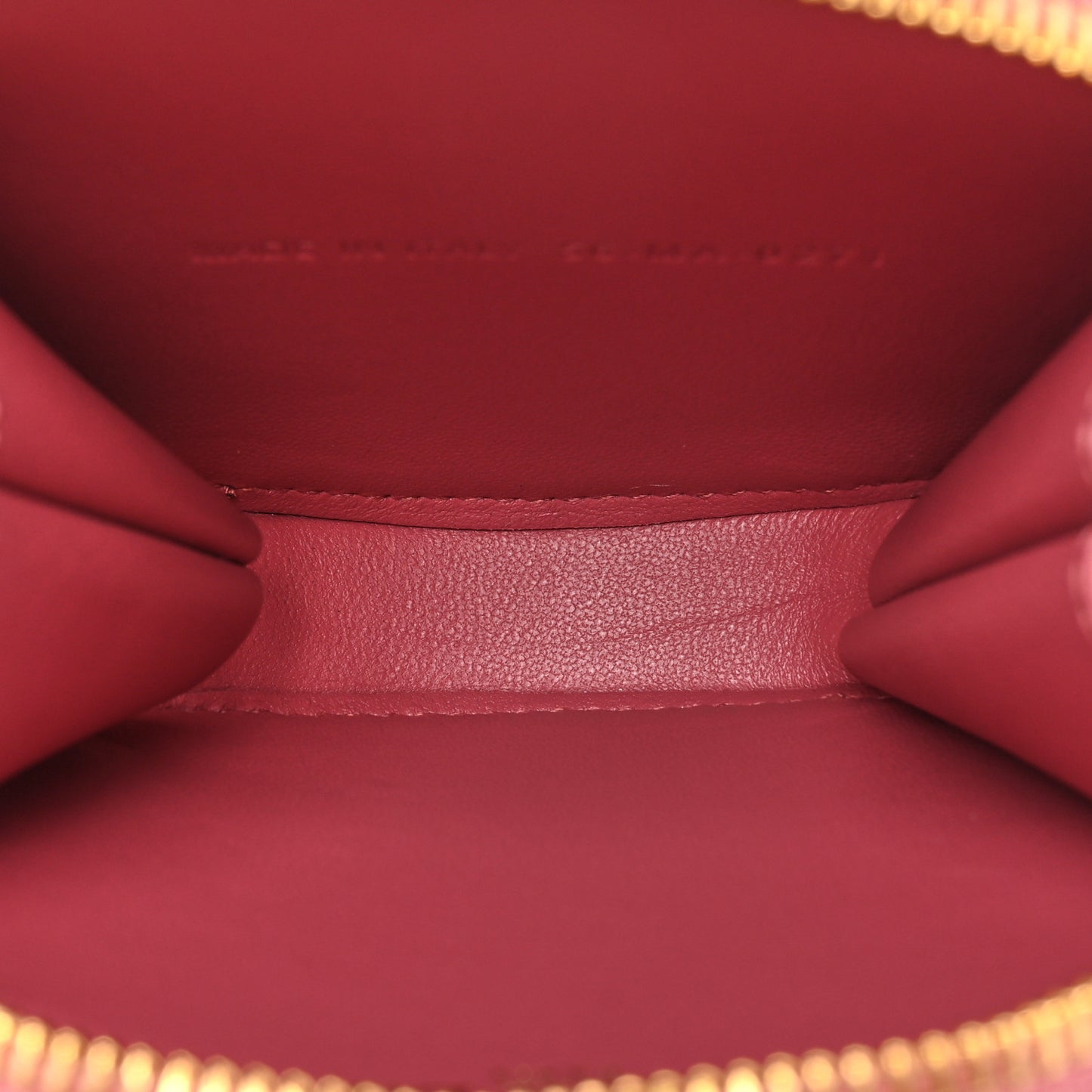 Calfskin Cannage Round Caro Pouch Pink Yarrow