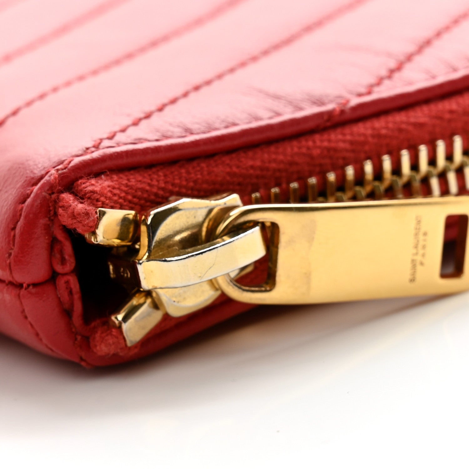 Saint Laurent Calfskin Matelasse Chevron Monogram A5 Wristlet Bandana Red 9 of 13