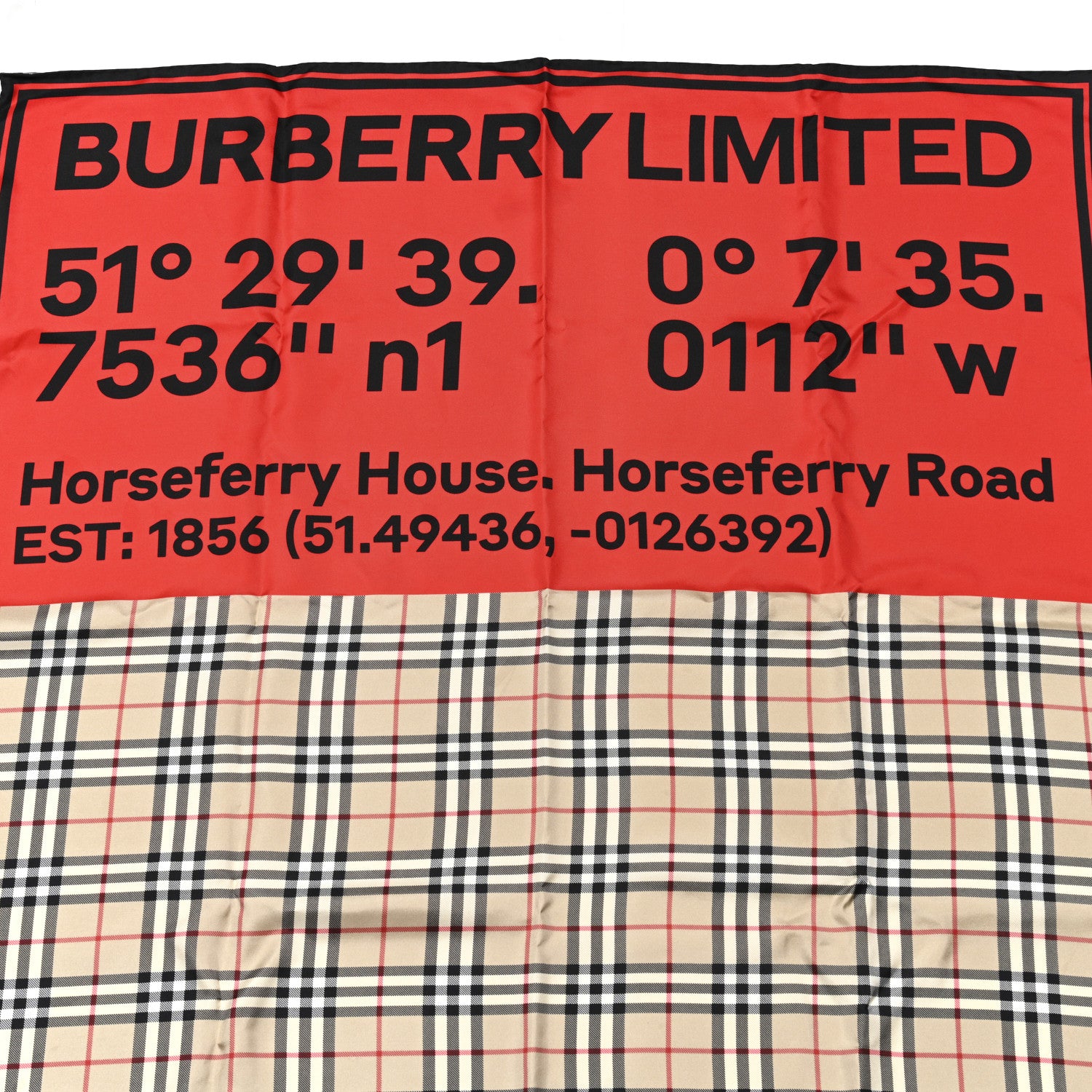 Burberry Silk Double Print Burberry Limited Graphic Check Square Scarf Archive Beige Pink Red 2 of 4