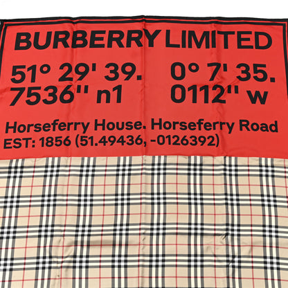 Burberry Silk Double Print Burberry Limited Graphic Check Square Scarf Archive Beige Pink Red 2 of 4