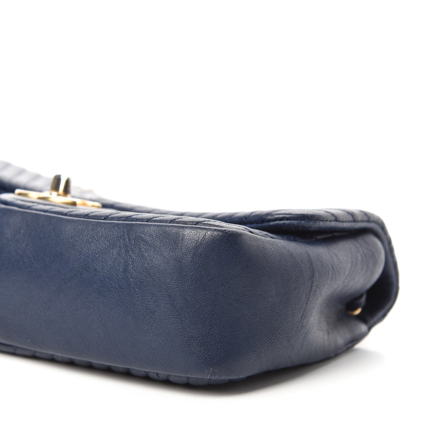 Calfskin Surpique Chevron Small Flap Navy