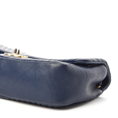 Chanel Calfskin Surpique Chevron Small Flap Navy 8 of 11