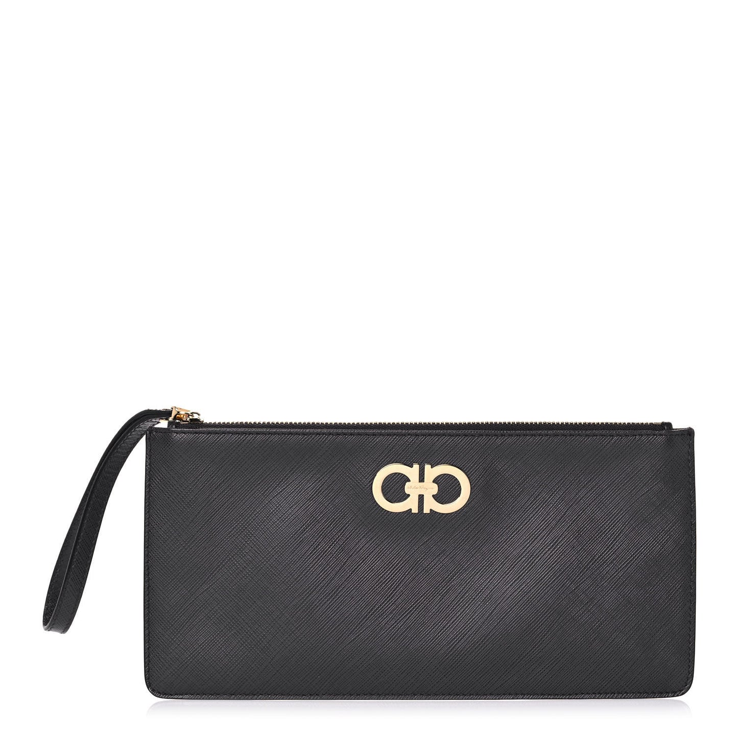 Printed Calfskin Gancio Wristlet Clutch Black