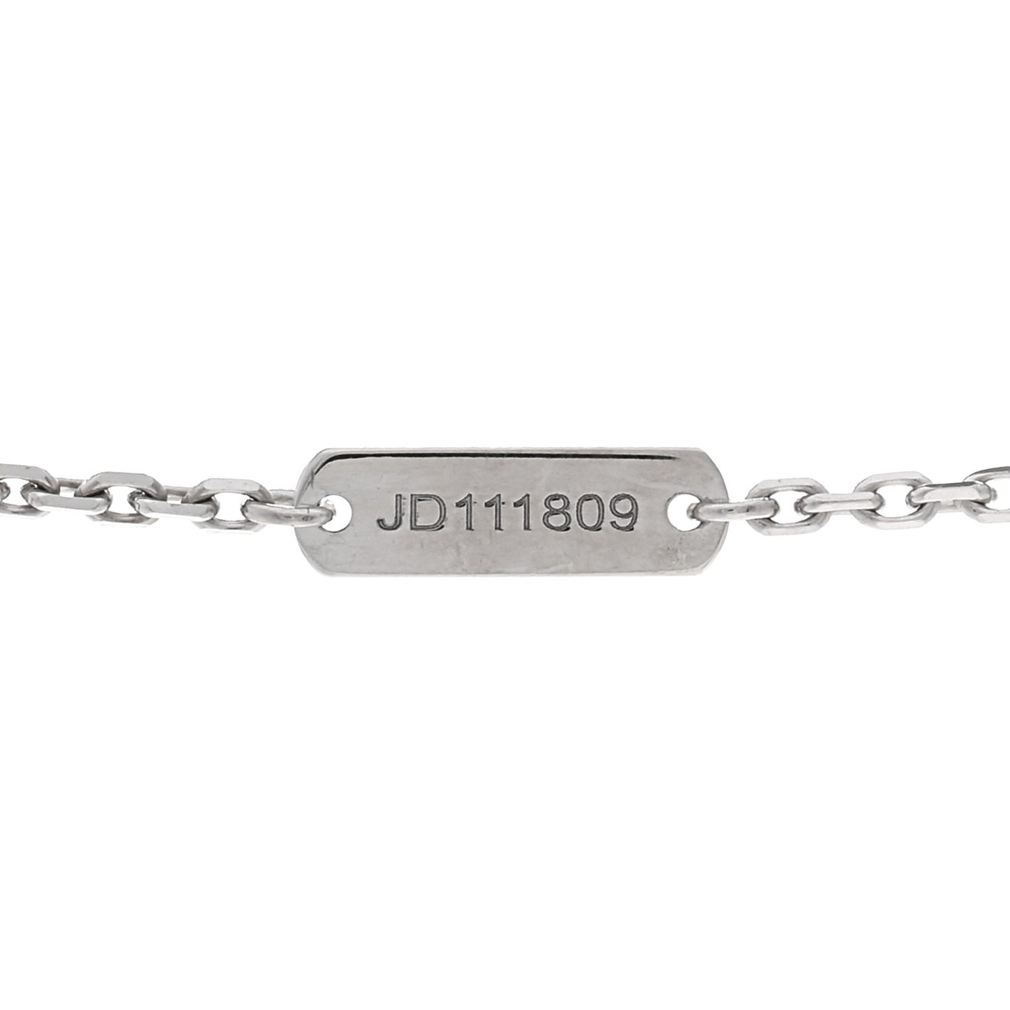 18K White Gold Guilloche Vintage Alhambra Pendant Necklace
