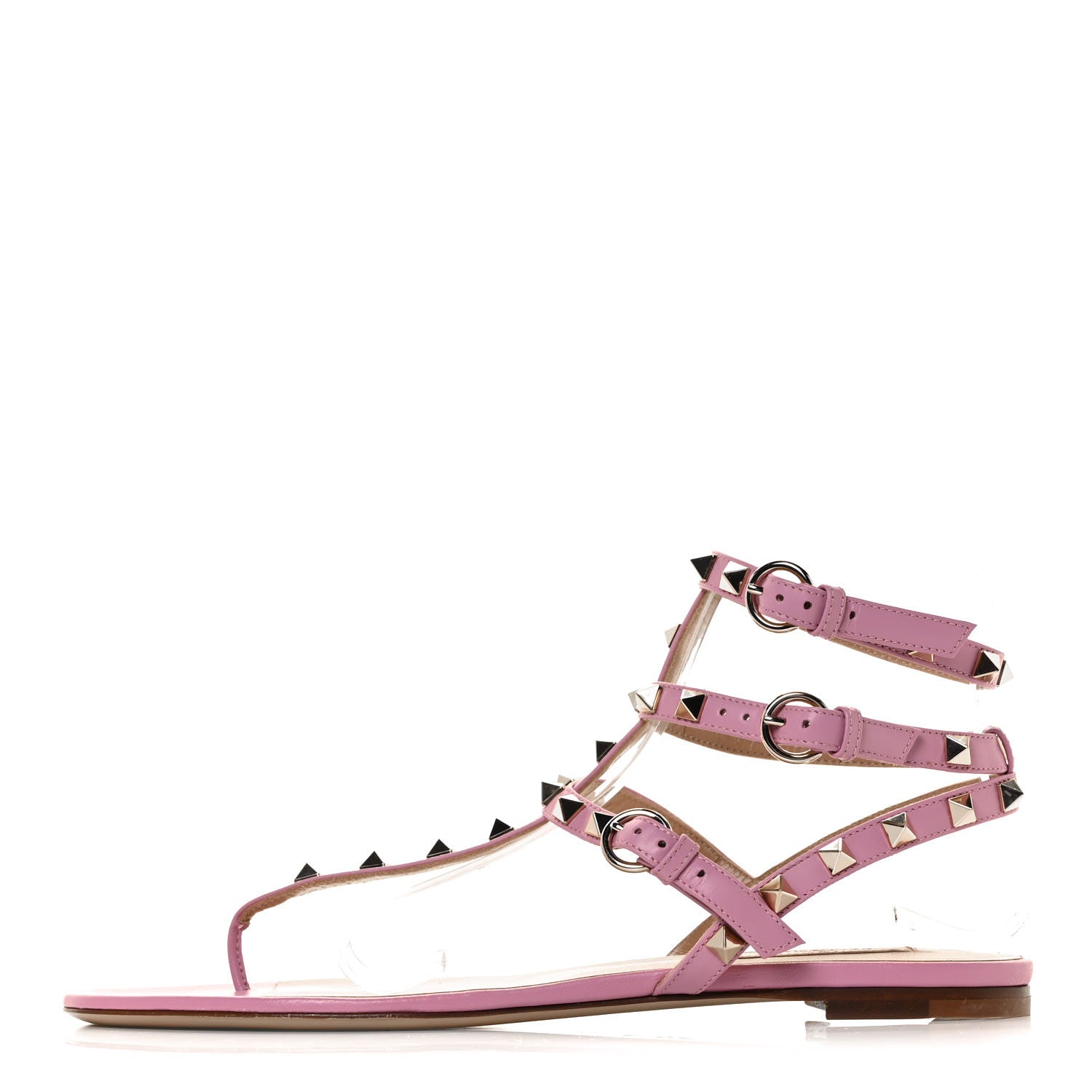 Valentino Garavani Calfskin Rockstud Ankle Wrap Flat Thong Sandals 40.5 Giacinto 1 of 7