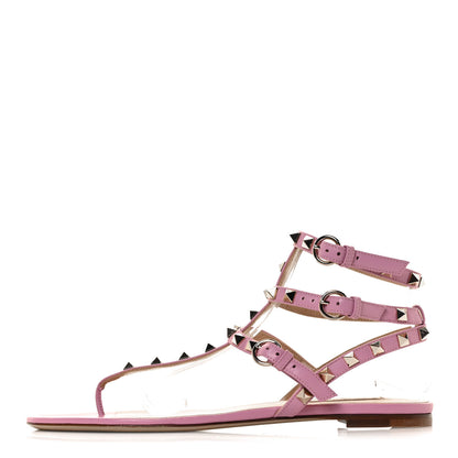 Valentino Garavani Calfskin Rockstud Ankle Wrap Flat Thong Sandals 40.5 Giacinto 1 of 7