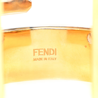 Fendi Metal Zucca Cutout Cuff Bracelet Gold Silver 4 of 5