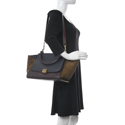 Celine Calfskin Suede Tri-Color Medium Trapeze Burgundy 2 of 11