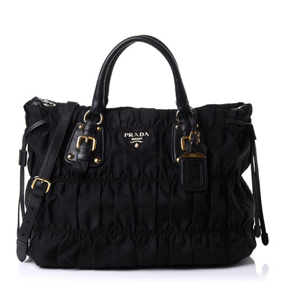 Prada Tessuto Nylon Gaufre Drawstring Tote Black 1 of 12