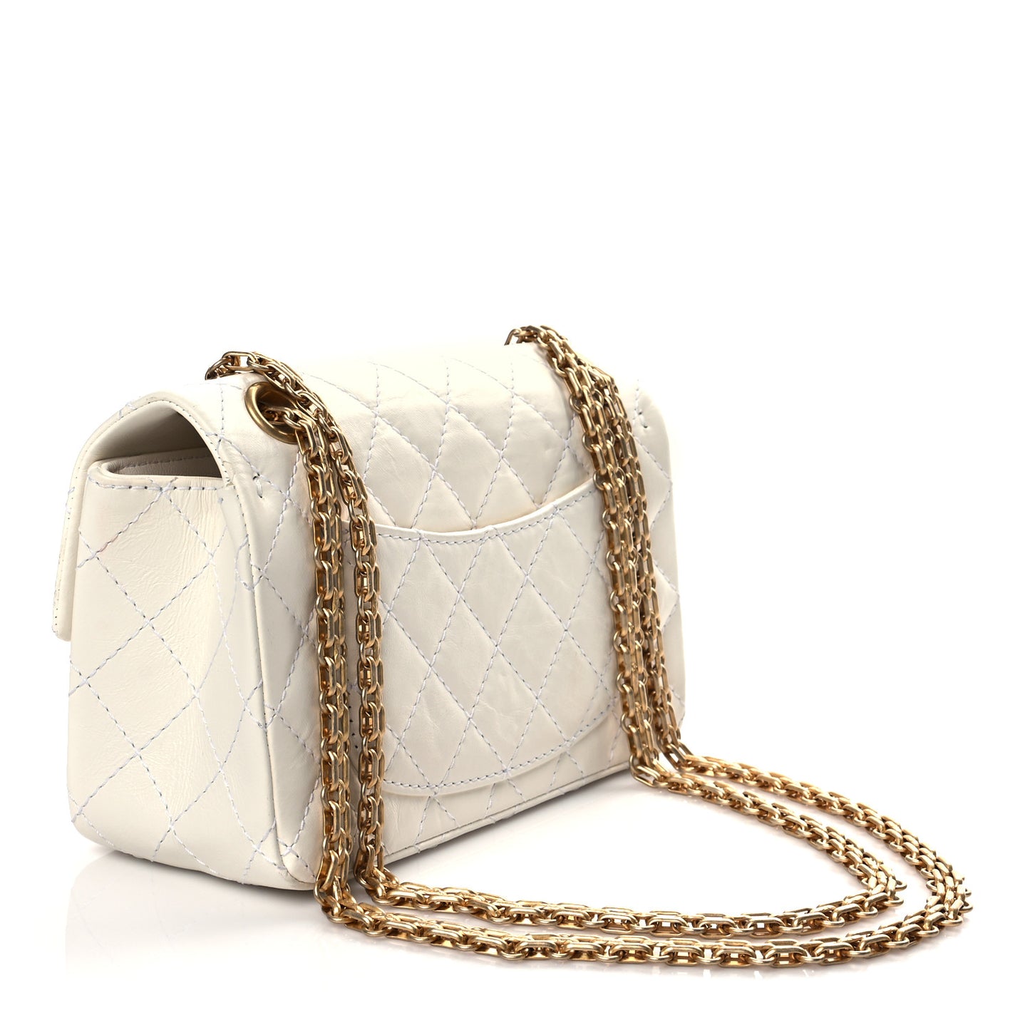 Aged Calfskin Quilted 2.55 Reissue Mini Flap White