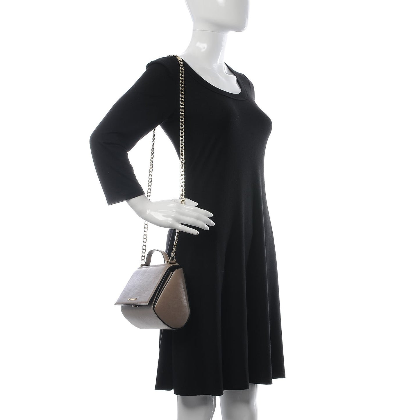 Textured Calfskin Mini Pandora Box Chain Crossbody Bag Mastic