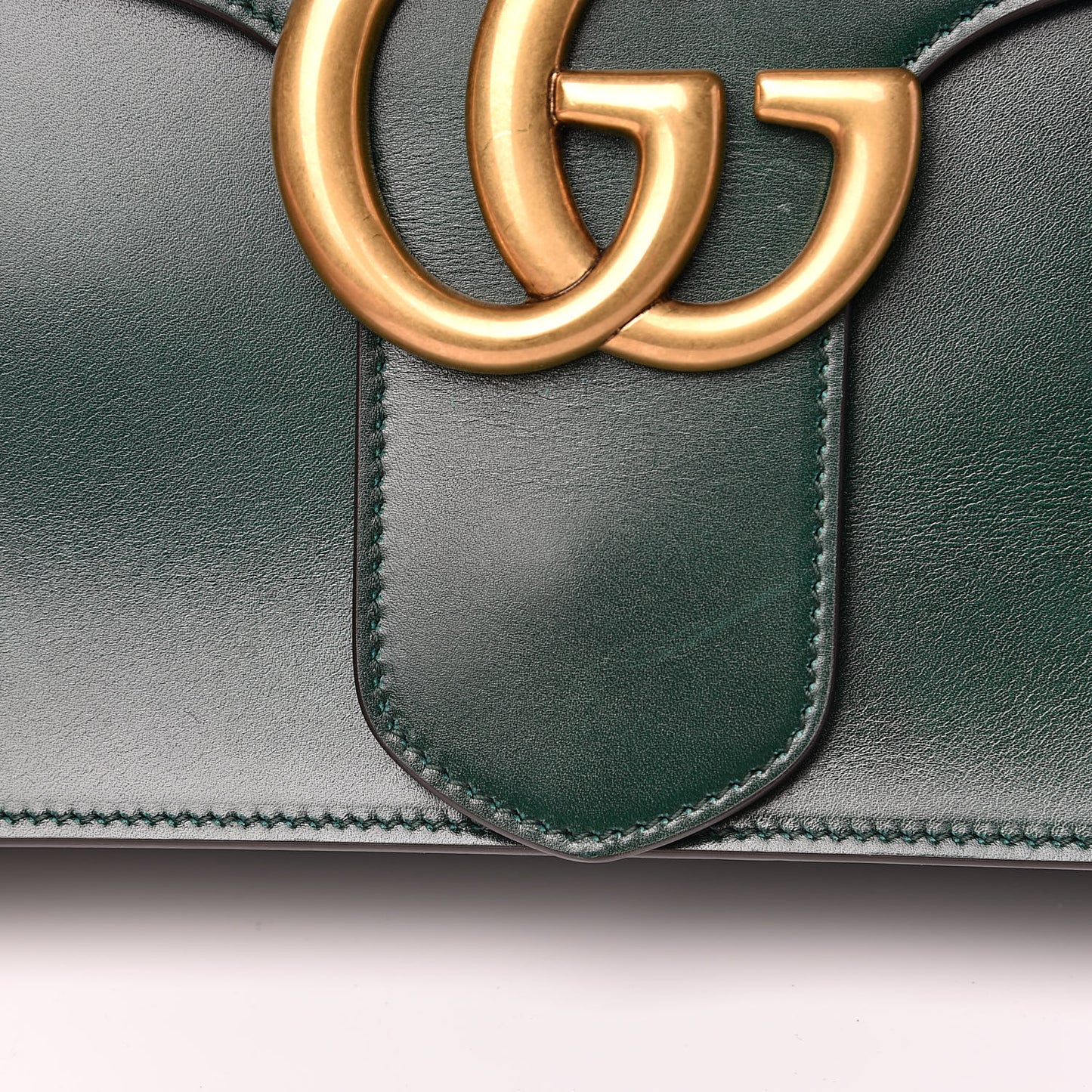 Tuscany Lux Calfskin Web GG Marmont Shoulder Bag Verde