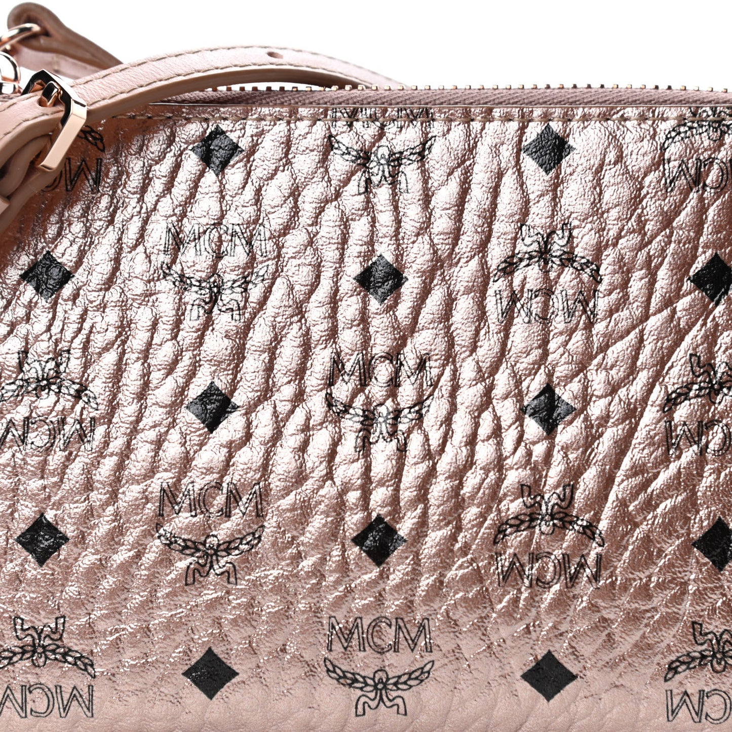 Metallic Visetos Crossbody Tech Pouch Champagne Gold