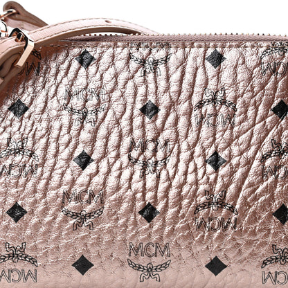 MCM Metallic Visetos Crossbody Tech Pouch Champagne Gold 9 of 9