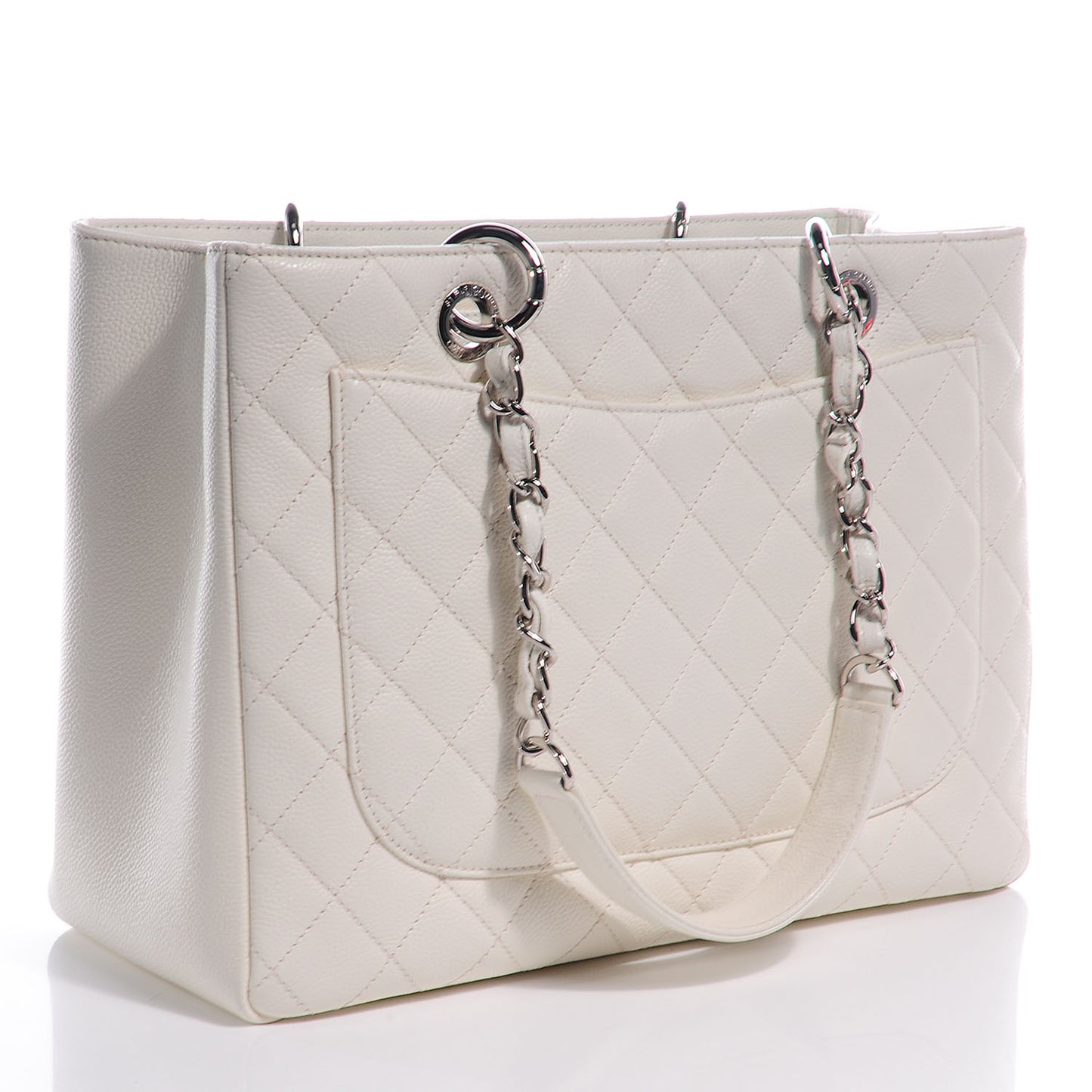 Caviar Quilted Grand Shopping Tote GST White