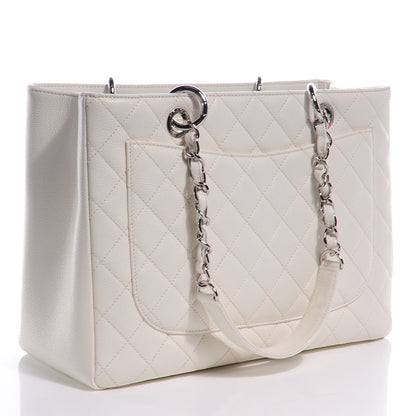 Chanel Caviar Quilted Grand Shopping Tote GST White 3 of 8